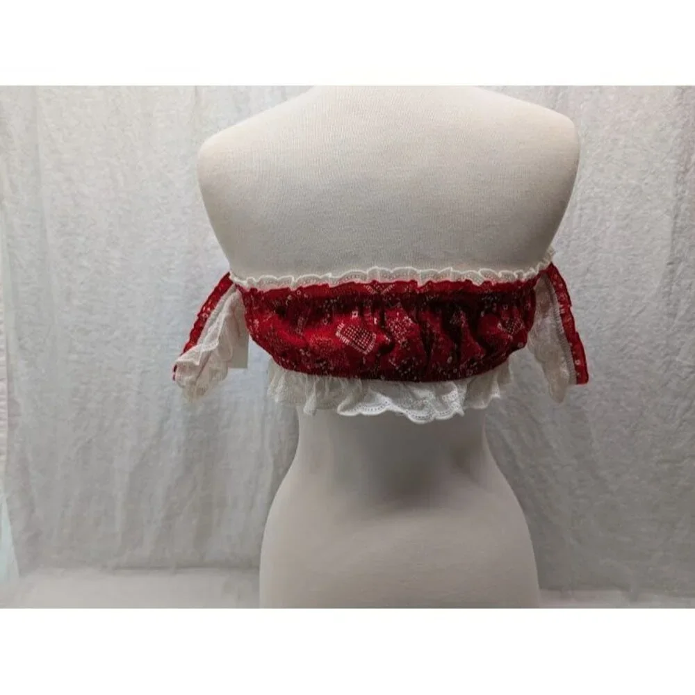 Out from Under women's size Large classic bandana print tube top red white T26 - Picture 2 of 7